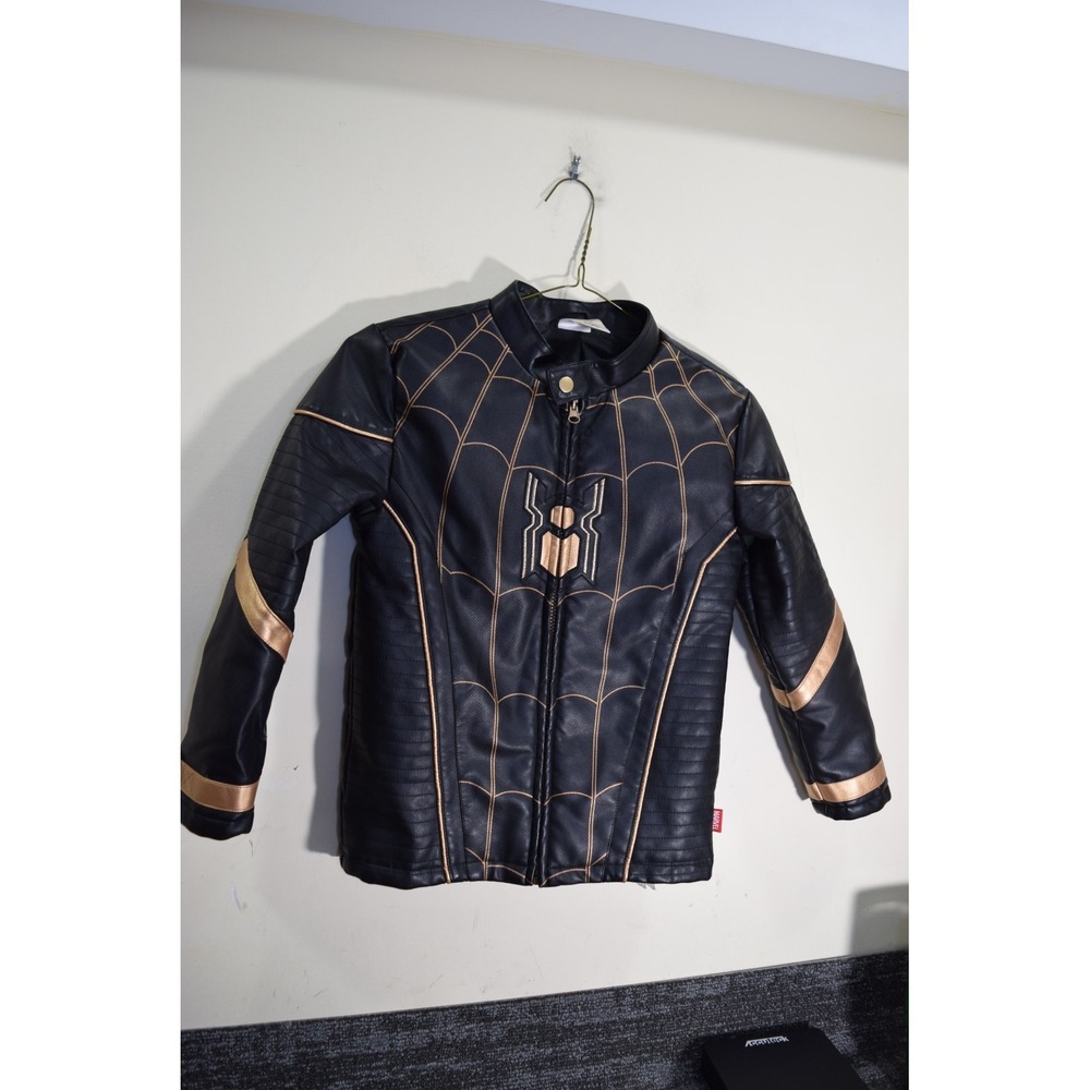 Very Cool 2021 Disney Spiderman‎ No Way Home Black Faux Leather Jacket BOYS 7 8